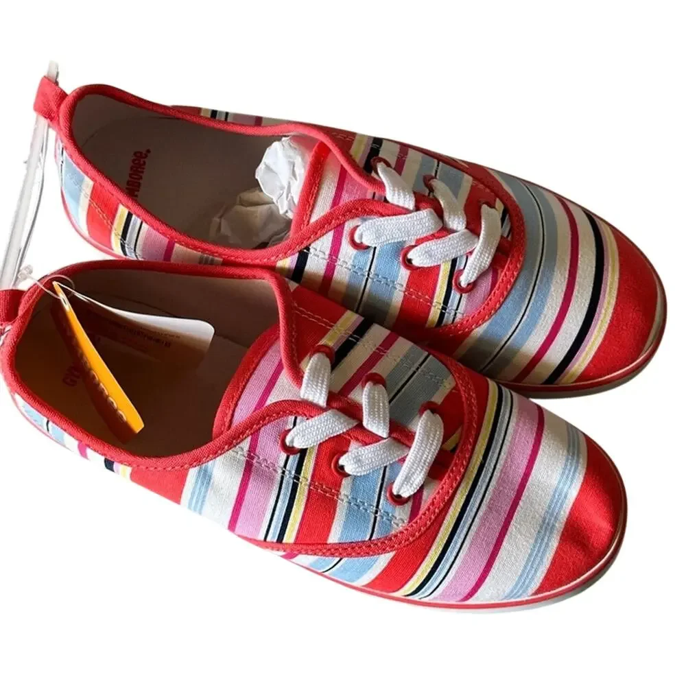Gymboree Big Girl’s Size 4 Floral Canvas Shoes Tennis Flat Sneakers Brand New